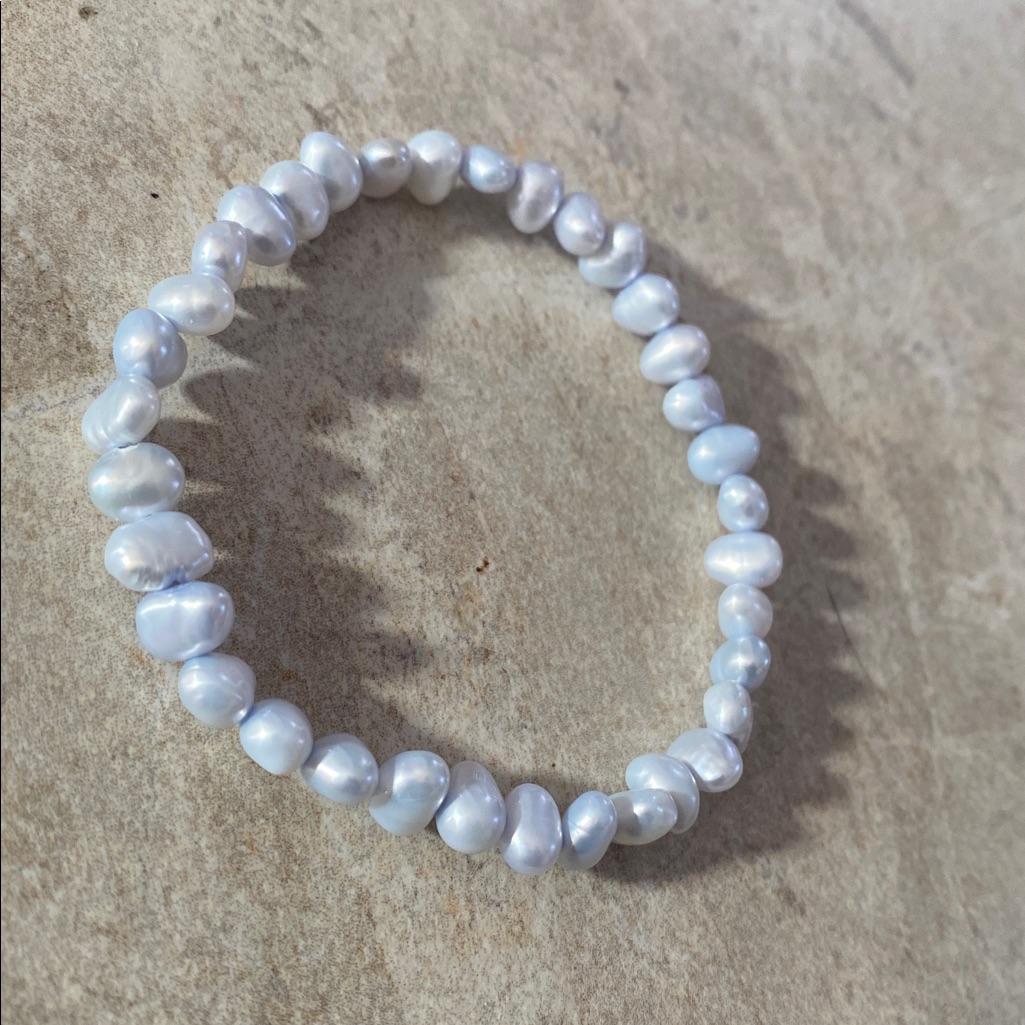 Icy Blue Freshwater Pearl Stretch Bracelet 35$